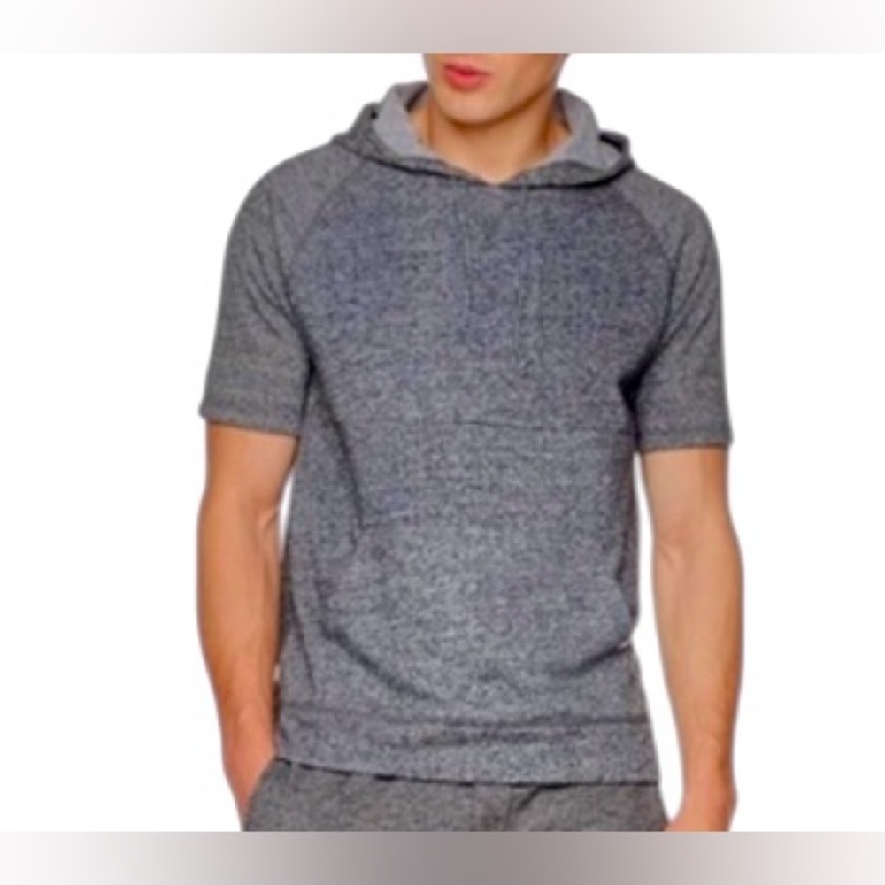 Rebel Canyon Men's Short Sleeve Pullover Hoodie Top Black Marl XL Athleisure New